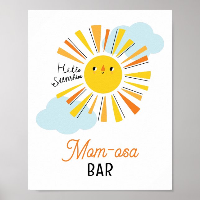 Póster Hola Sunshine Baby Shower Mom-osa Bar Poster (Frente)