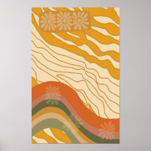 Póster Hola Sunshine - Chica Retro de las Flores