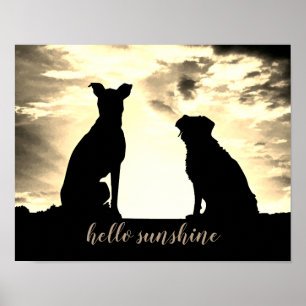 Póster hola sunshine cita poster con perros