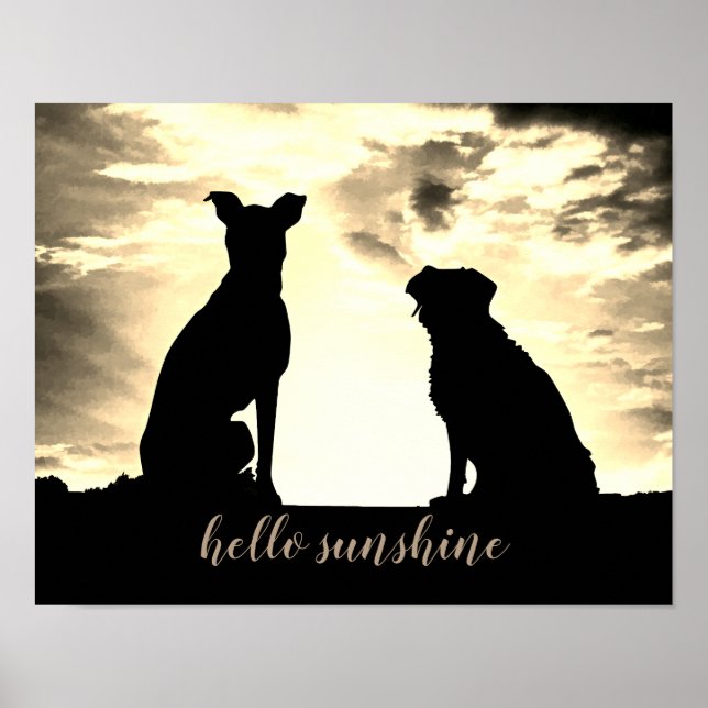 Póster hola sunshine cita poster con perros (Frente)