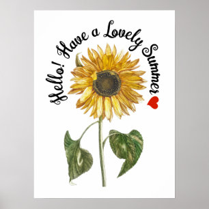 Póster ¡Hola! Ten un verano encantador - Girasol vintage