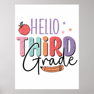 Póster Hola tercer grado de vuelta a la escuela