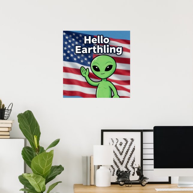 Póster Hola terrícola (Oficina en casa)