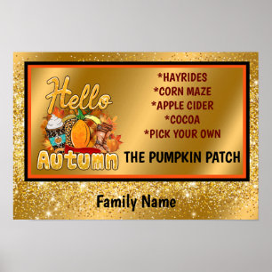 Póster Hola texto y color Personalizar de otoño