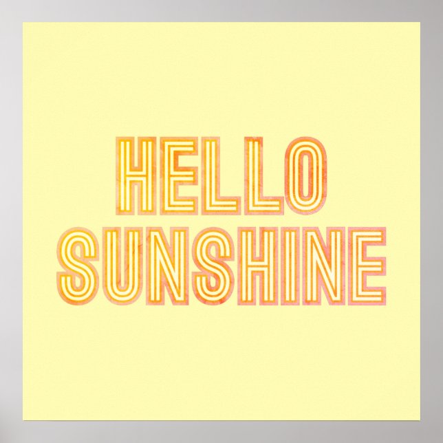 Póster Hola Tipografía Sunshine Poster amarillo (Frente)