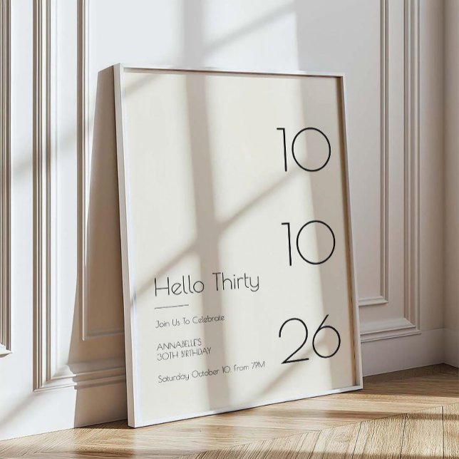 Póster Hola Treinta Cumpleaños Mínimo Moderno 30 (Subido por el creador)