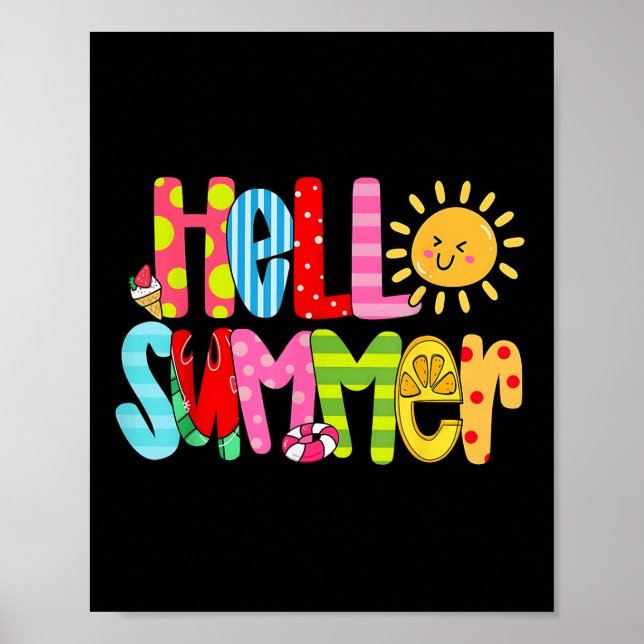 Póster Hola vacaciones de verano Ice Cream Popsicle Water (Frente)