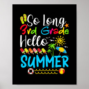 Póster Hola, Verano De 3er Grado El Día De La Escuela.