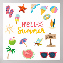 Póster Hola verano - Poster de pared brillante y alegre