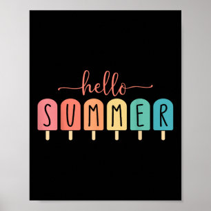 Póster Hola verano vacaciones helado helado helado popsic