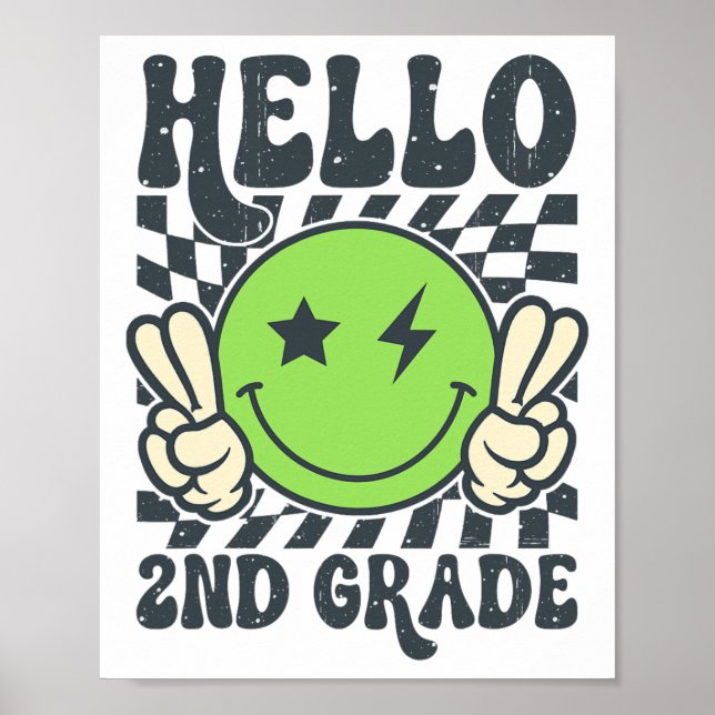 Póster Hola Vibraciones de 2do Grado Cara Sonriente Groov (Frente)