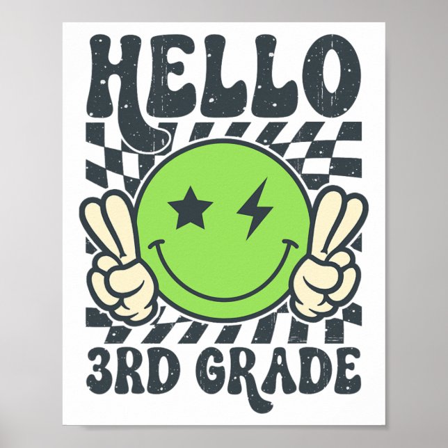 Póster Hola Vibraciones de 3er Grado Cara Sonriente Groov (Frente)