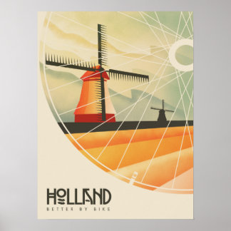 Póster Holanda, mejor en bicicleta, afiche de viaje