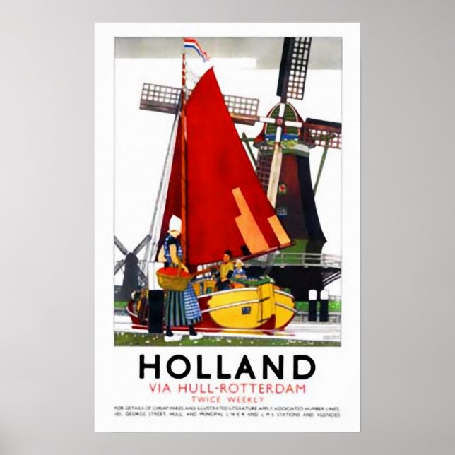 Póster Holanda | Poster de Viajes Vintage (Frente)