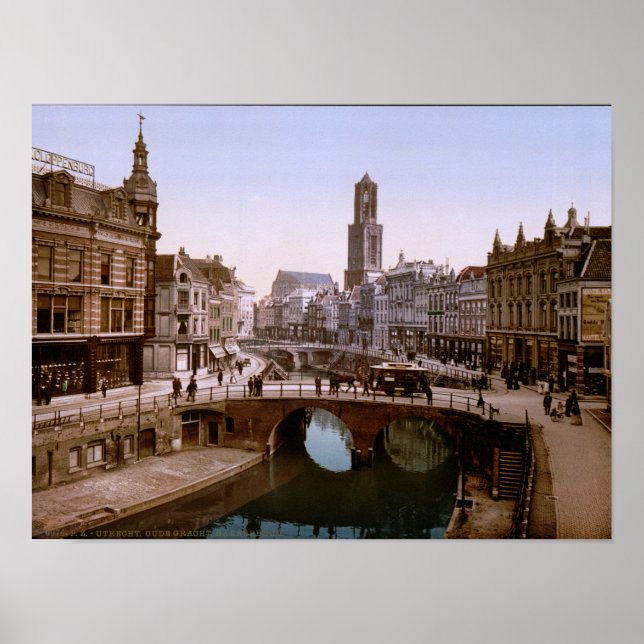 Póster Holanda Vintage, Oude Gracht Bakkerburg, Utrecht (Frente)