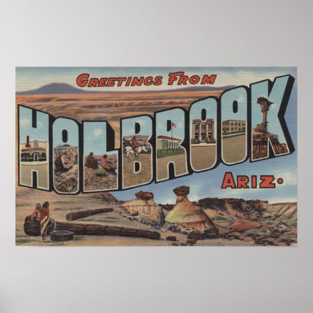 Póster Holbrook, Arizona - Large Letter Scenes (Frente)