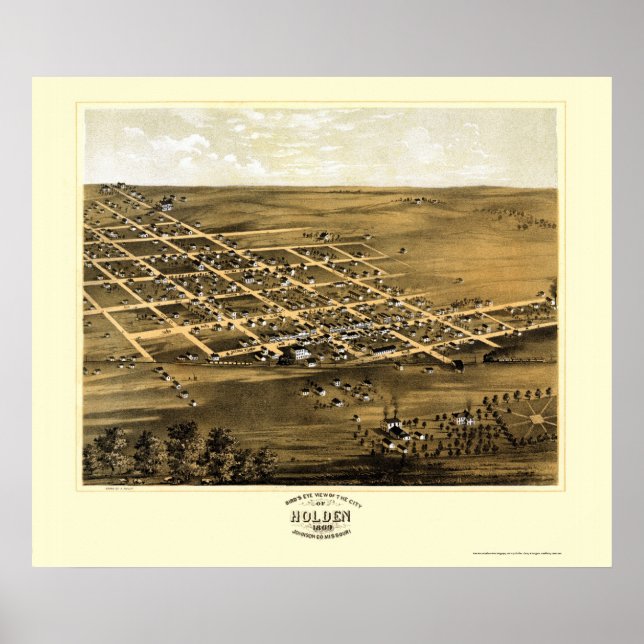 Póster Holden, Mapa Panorámico MO - 1869 (Frente)