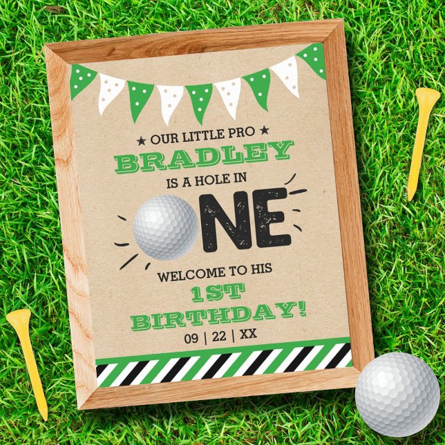 Póster Hole In One Boys Golf 1er cumpleaños Bienvenida Pa (Subido por el creador)