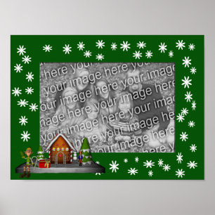 Póster Holiday Gingerbread House Elf Add Your Photo