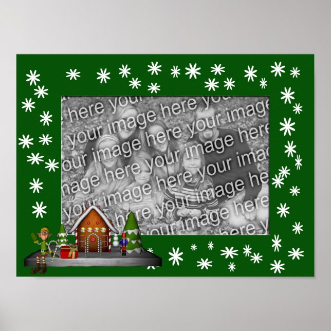 Póster Holiday Gingerbread House Elf Add Your Photo (Frente)