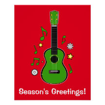 Holiday Ukulele con notas y estrellas