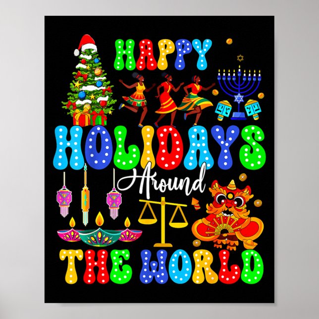 Póster Holidays Around World Xmas Hanukkah Kwanzaa Diwali (Frente)