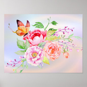 Póster holiES - Flores de manantial acuarela Bouquet 2