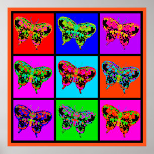 Póster holiES - Mosaico de mariposas psicodélicas