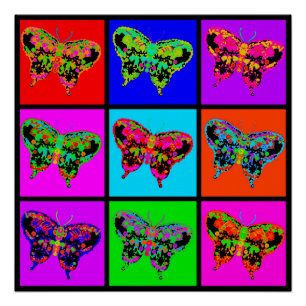 Póster holiES - Mosaico de mariposas psicodélicas