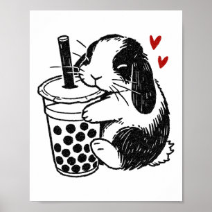 Póster Holland Lop Rabbit Ama Boba Tea Bunny Y Bubble