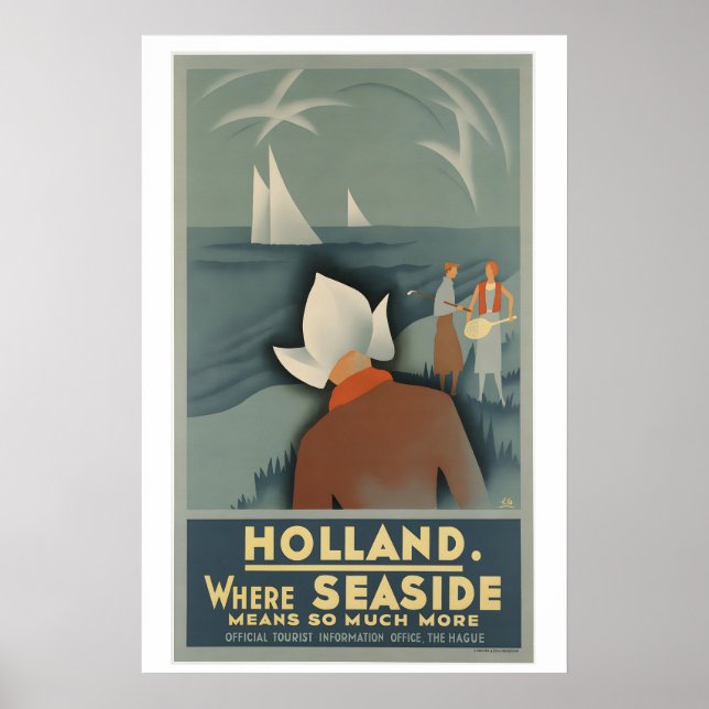 Póster Holland Seaside Netherlands Vintage Travel Poster (Frente)