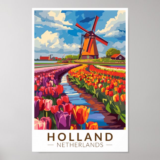 Póster Holland Travel Art Vintage (Frente)
