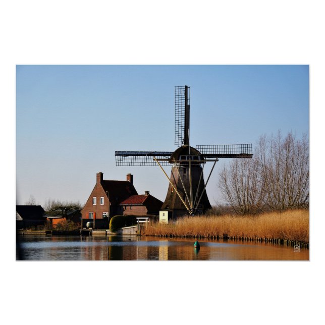 Póster Hollandse Molen aan de waterkant. (Anverso)