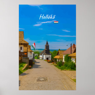 Póster Hollókő, Hungría - Calle del pueblo histórico
