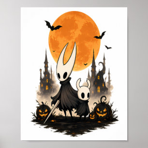 Póster Hollow Knight Halloween Luna Espeluznante Calabaza