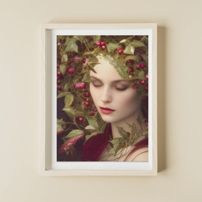 Póster Holly Berries Hermosa festividad de mujer (Subido por el creador)