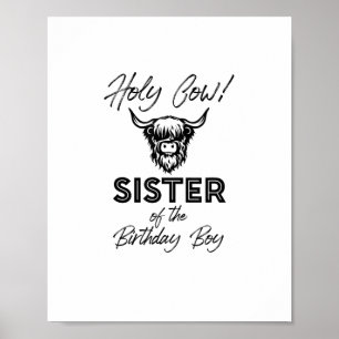 Póster Holly Cow Hermana Del Niño De Cumpleaños Highland 