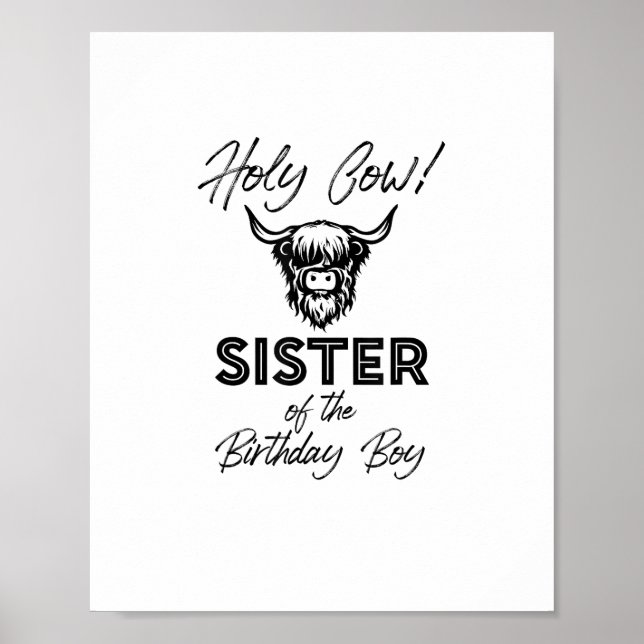 Póster Holly Cow Hermana Del Niño De Cumpleaños Highland  (Frente)
