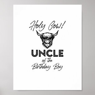 Póster Holly Cow Tío Del Niño De Cumpleaños Highland Cow 