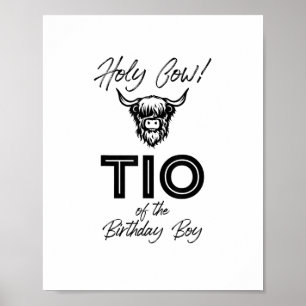 Póster Holly Cow Tio Del Niño De Cumpleaños Highland Cow 