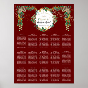 Póster Holly Gold Foliage Burgundy Boda
