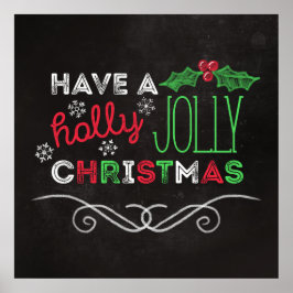Póster Holly Jolly Navidades Rustic Chalkboard