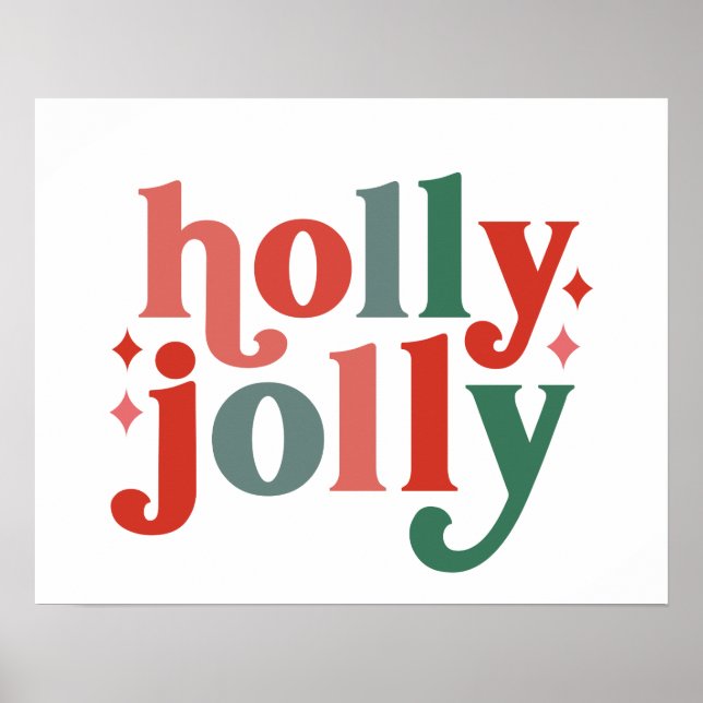 Póster Holly Jolly - Tipografía de vacaciones retro (Frente)