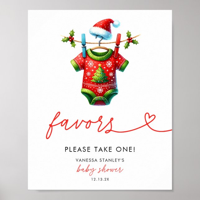 Póster Holly Navidades Santa Baby Shower favorecen al Rót (Frente)