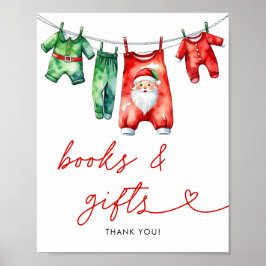 Póster Holly Navidades Santa Baby Shower Libros y regalos