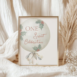 Póster Holly Vintage Balloon Birthday Decor Sign