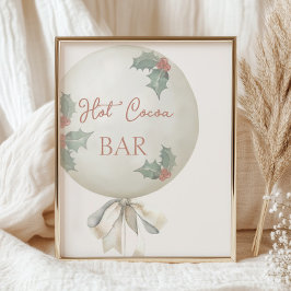 Póster Holly Vintage Balloon Birthday Hot Cocoa Bar