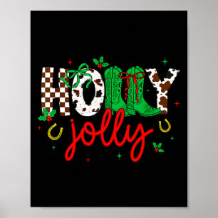 Póster Holly Xmas Jolly Coquette Navidad Occidental Vaque