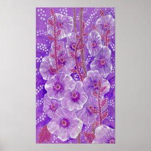 Póster Hollyhock Mallow Malva Purpe Violet Flor Floral