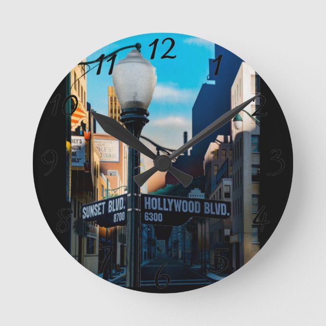 Poster Hollywood Blvd. Reloj de pared (Anverso)
